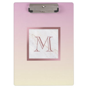 Porte-bloc Marbre Rose Gold Monogramme Ombré Rose
