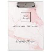Porte-bloc Marbre rose pâle nom élégant logo d'entreprise (Devant)