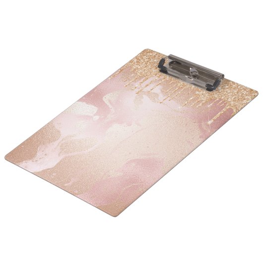Porte-bloc Marbre Rosegold Blush avec Droplets Parties scinti (Incliné)