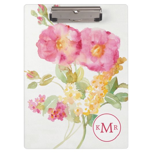 Porte-bloc Marguerite blanche du monogramme | sur le bleu (Devant)