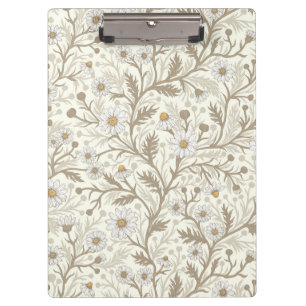 Porte-bloc Marguerites en blanc et marron sur fond blanc cass