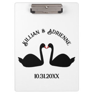 Porte-bloc Mariage gothique Baiser Black Swans Personnalisé