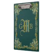 Porte-bloc Mariage Monogramme Classic Gold Frame Dark Green (Gauche)