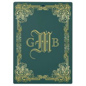 Porte-bloc Mariage Monogramme Classic Gold Frame Dark Green (Dos)