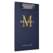 Porte-bloc Marine Bleu Monogramme Or Faux initial Cuir (Swatch)