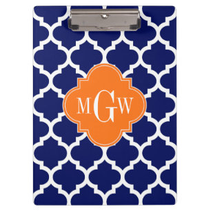 Porte-bloc Marine Blue Wt Chevron Citrouille Quatrefoil 3 Mon