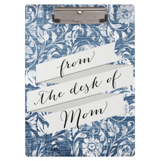 Porte-bloc Marine et Blanc Denim Damask Shabby Chic Print (Devant)