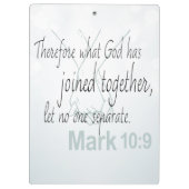 Porte-bloc Mark 10:9 Bible de mariage Verse (Dos)