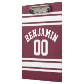 Porte-bloc Maroon and White Jersey Stripes Nom personnalisé N (Gauche)