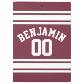 Porte-bloc Maroon and White Jersey Stripes Nom personnalisé N (Dos)