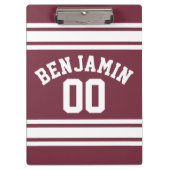 Porte-bloc Maroon and White Jersey Stripes Nom personnalisé N (Devant)