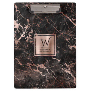 Porte-bloc Marque élégante Rose Or Marbre Monogramme