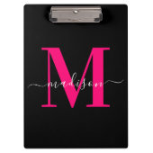 Porte-bloc Marque tendance rose vif et noir Monogramme Fémini (Devant)