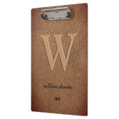 Porte-bloc Marron rustique cuir monogramme nom de style scrip (Gauche)