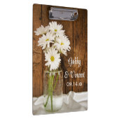 Porte-bloc Mason Jar White Daisies Barn Plan Mariage (Swatch)