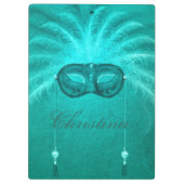 Porte-bloc Masque mascarisé en plumes élégant turquoise vinta (Dos)