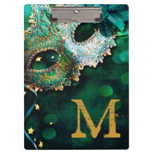 Porte-bloc Masquerade Masque Costum Monogramme Carte Clip Ini