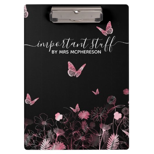 Porte-bloc Matière importante Champ de fleurs avec papillons (Devant)