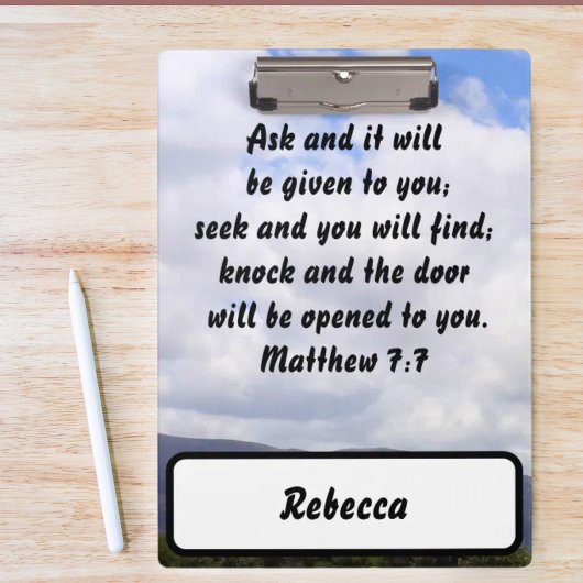 Porte-bloc Matthieu 7:7 Favorite Custom Bible Verse