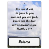 Porte-bloc Matthieu 7:7 Favorite Custom Bible Verse (Dos)