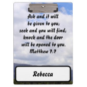 Porte-bloc Matthieu 7:7 Favorite Custom Bible Verse (Devant)