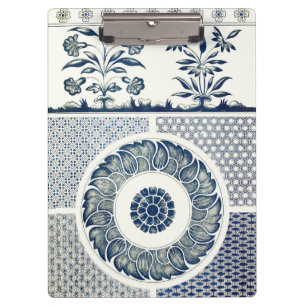 Porte-bloc Médaillon Chinois : Chinoiserie Bleu Indigo