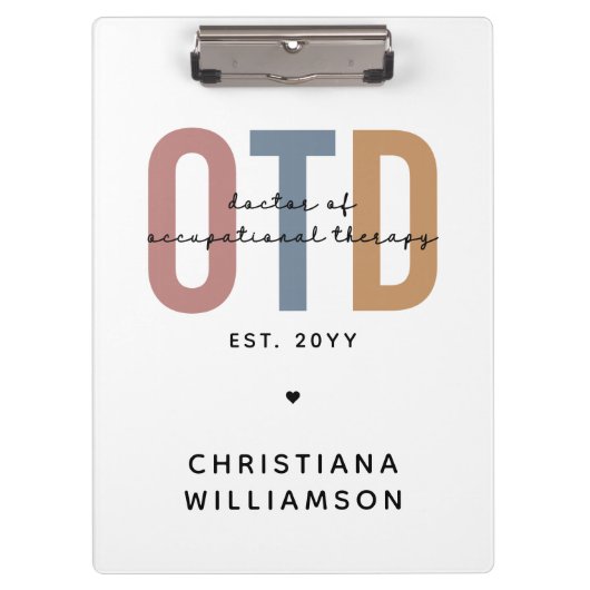 Porte-bloc Médecin de l'ergothérapie sur mesure (Devant)