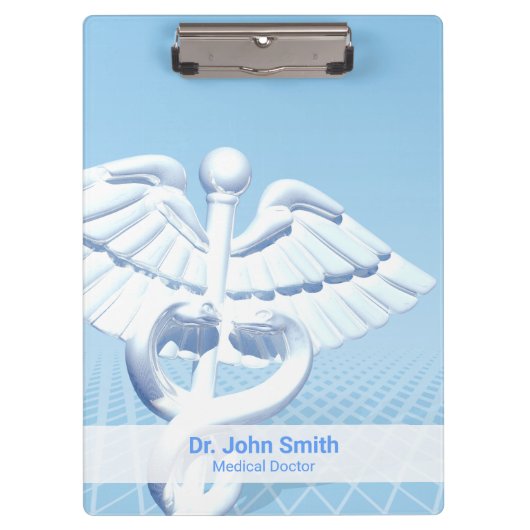 Porte-bloc Médicale blanc 3D Caduceus Blue Design (Devant)