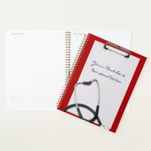 Porte - bloc Médicale rouge avec stéthoscope