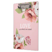 Porte-bloc Message d'amour avec Fleurs roses personnalisé (Gauche)