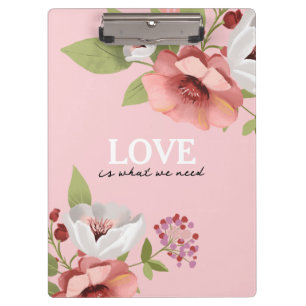 Porte-bloc Message d'amour avec Fleurs roses personnalisé