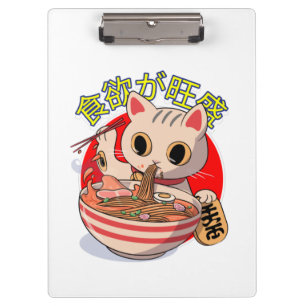 Porte-bloc Mignon chat japonais mangeant des nouilles avec de