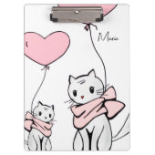 Porte-bloc Mignon porte-bloc-notes coeurs chats chaton rose (Devant)