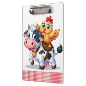 Porte-bloc mignon vache/poulet caricature (Gauche)