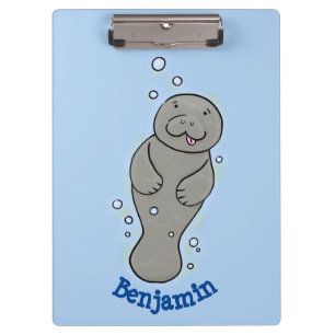 Porte-bloc Mignonne manatée bébé avec bulles illustration