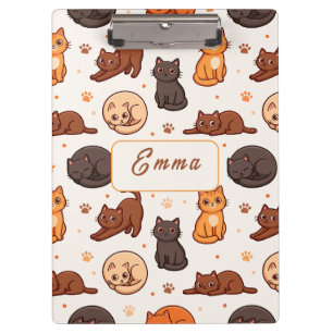 Porte-bloc Mignons Chats Motif Monogramme Nom Enfants