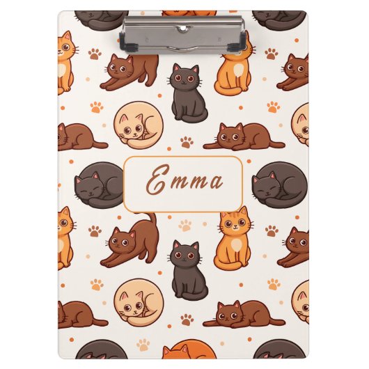 Porte-bloc Mignons Chats Motif Monogramme Nom Enfants (Devant)