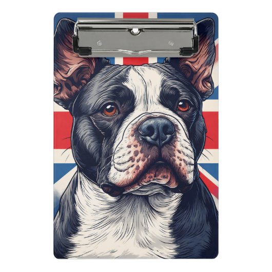 Porte-bloc mini Staffy & drapeau Union Jack (Devant)