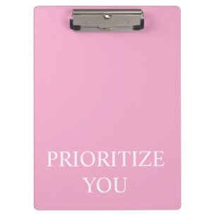 Porte-bloc Minimal Prioriser Vous Citation Rose Poussiéreuse