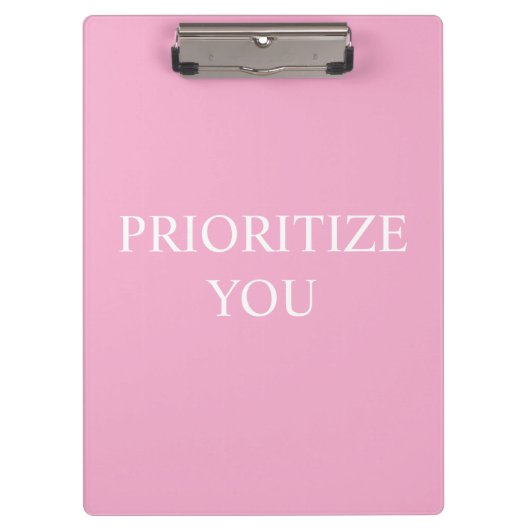 Porte-bloc Minimal Prioriser Vous Citation Rose Poussiéreuse (Devant)