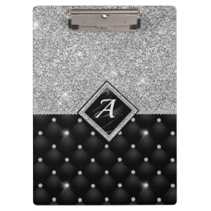Porte-bloc Minuscule cristal argent noir monogramme diamant é