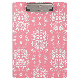 Porte-bloc Modèle damask floral de roses roses et blanches