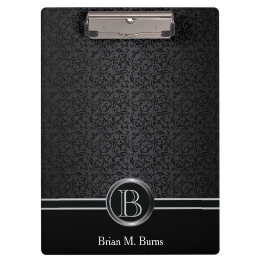 Porte-bloc Modèle de Damas élégant | Monogramme DO-IT-YOURSEL (Devant)