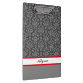 Porte-bloc Modèle de Damas gris et blanc avec nom (Swatch)