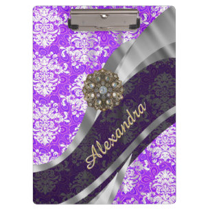 Porte-bloc Modèle personnalisé violet joli girly damask