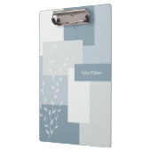 Porte-bloc Modern Abstract Dusty Blue White Leaf Clipboard (Gauche)