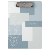 Porte-bloc Modern Abstract Dusty Blue White Leaf Clipboard (Devant)