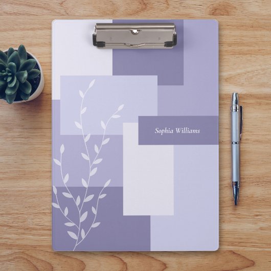 Porte-bloc Modern Abstract Dusty Purple White Leaf Clipboard