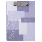 Porte-bloc Modern Abstract Dusty Purple White Leaf Clipboard (Devant)