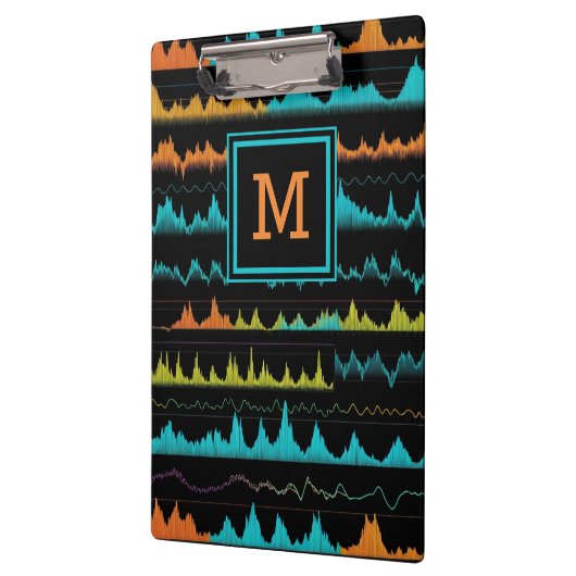 Porte-bloc Modern Audio Waveform & Sound Frequency Monogram (Gauche)
